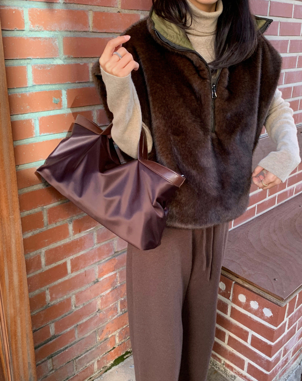 Women's Reversible Quilted & Faux Fur Cape Vest