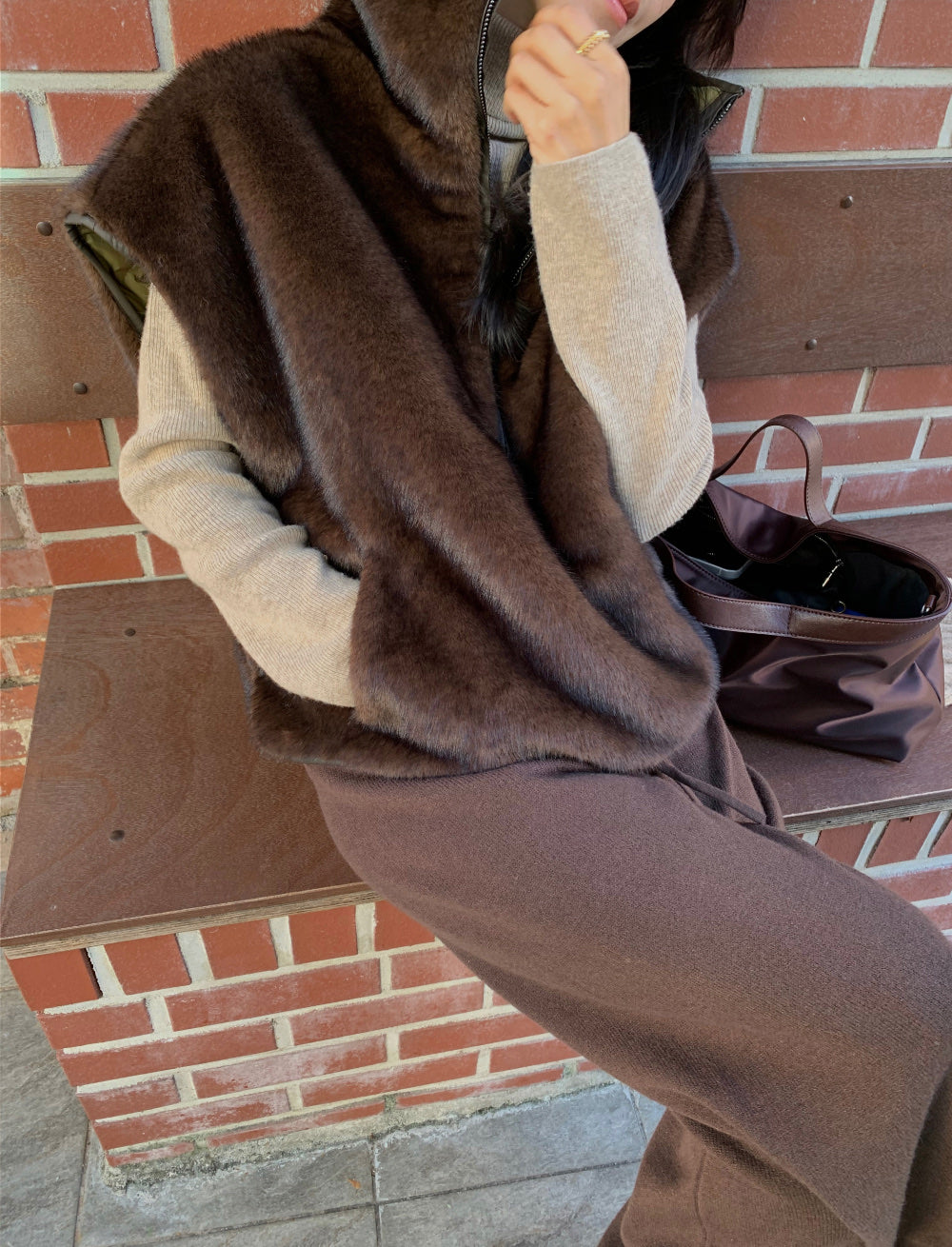 Women's Reversible Quilted & Faux Fur Cape Vest