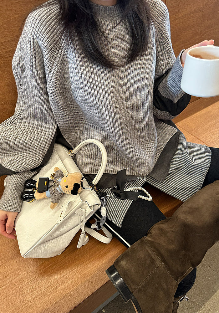 Women's Layered Knit & Shirt Hybrid Sweater