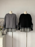 Women's Layered Knit & Shirt Hybrid Sweater