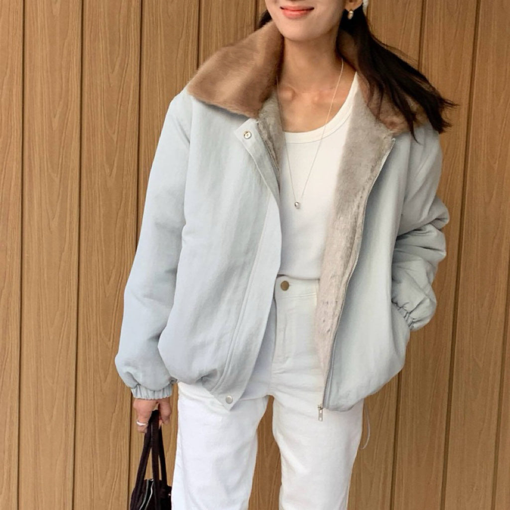 Women's Reversible Faux Fur & Quilted Padded Bomber Jacket