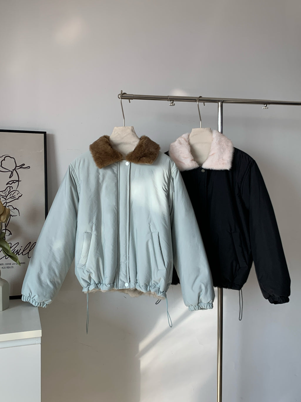 Women's Reversible Faux Fur & Quilted Padded Bomber Jacket