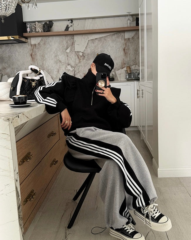 Women's Brushed Fleece Ruffle Trim Tracksuit Set