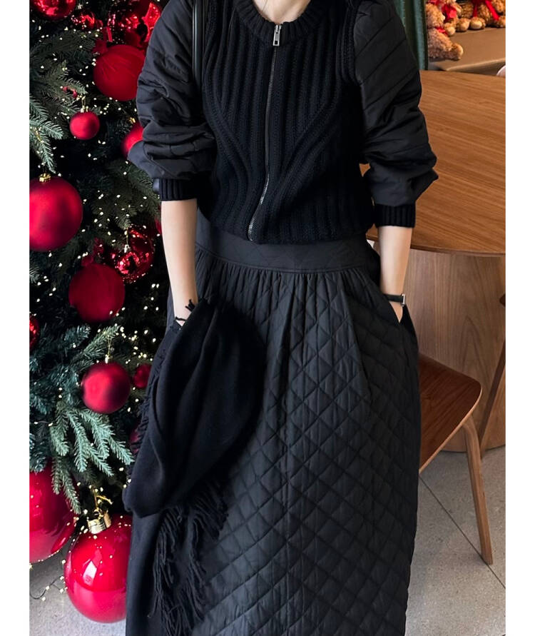 Women's Knit & Quilted Padded 2-Piece Dress Set