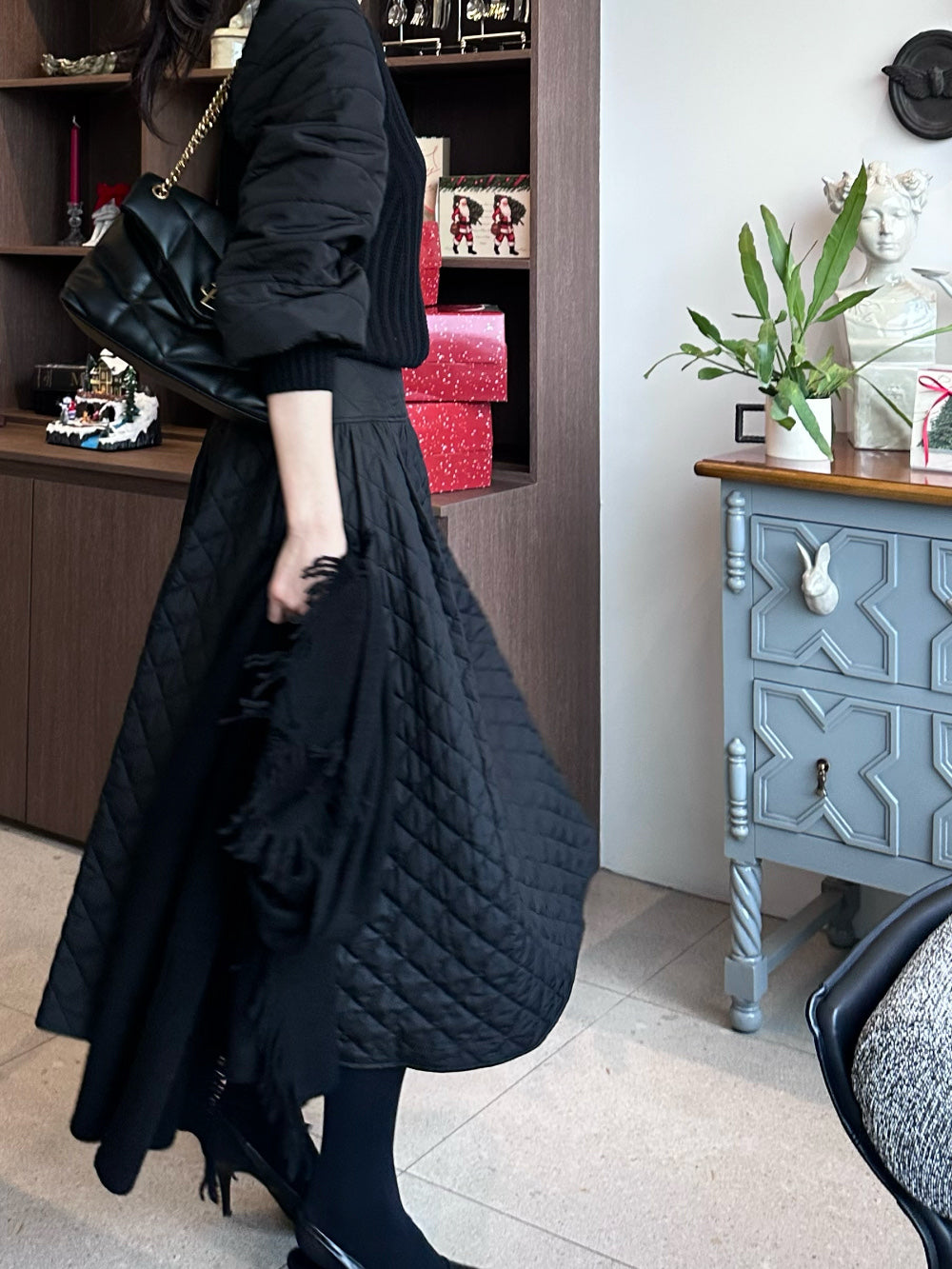 Women's Knit & Quilted Padded 2-Piece Dress Set