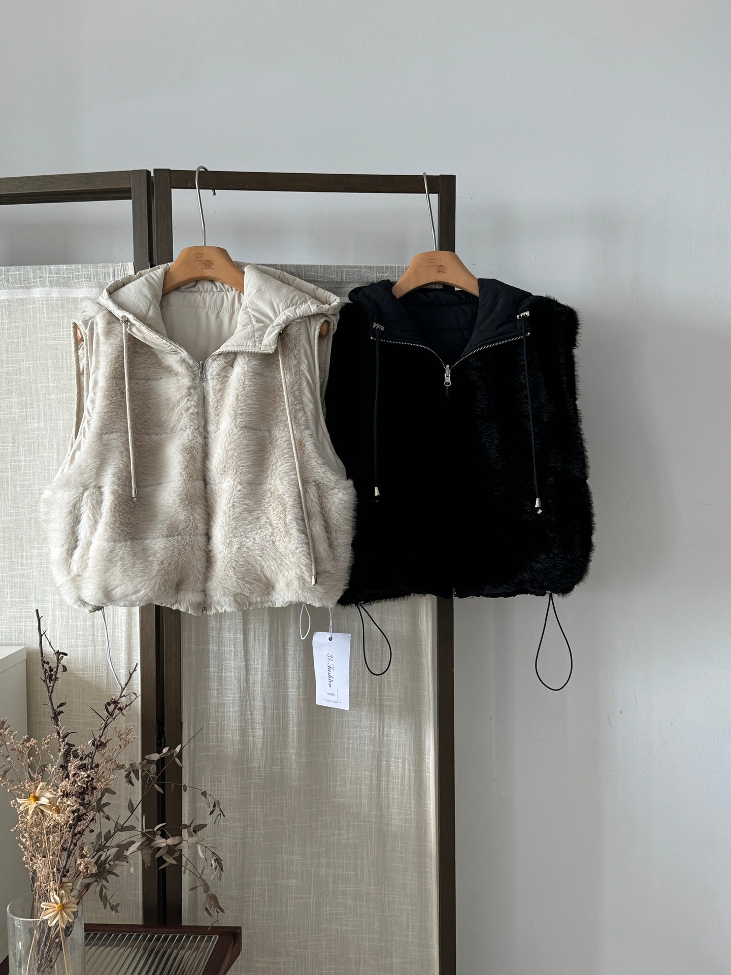 Women's Reversible Faux Fur & Quilted Padded Hooded Gilet