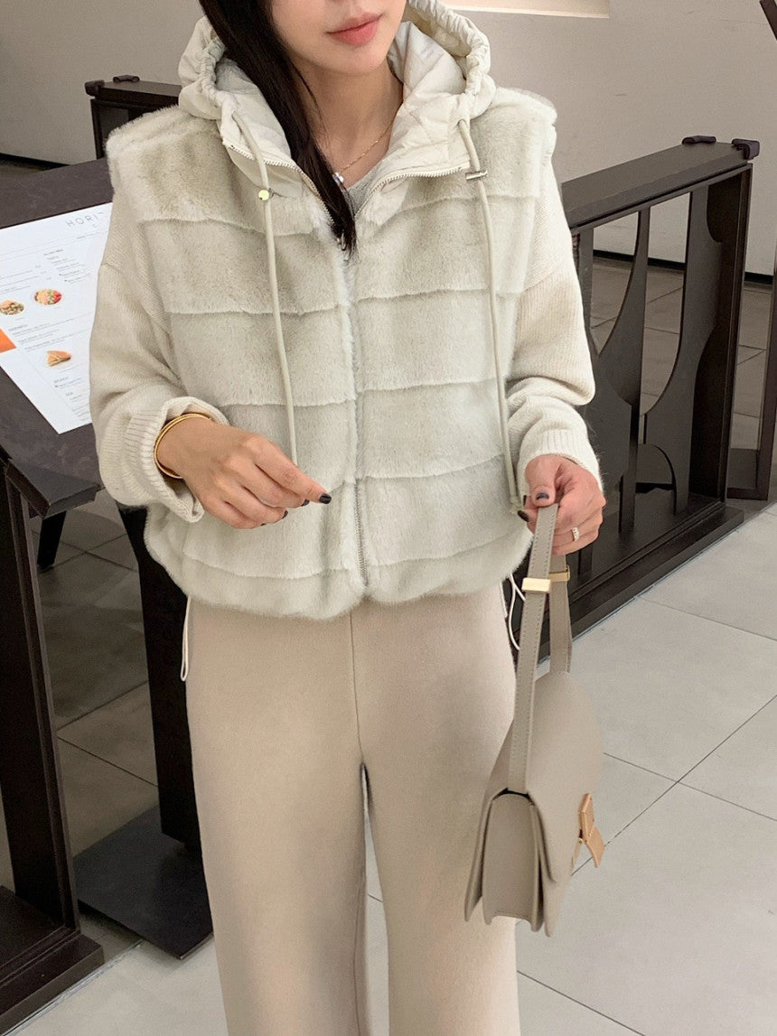 Women's Reversible Faux Fur & Quilted Padded Hooded Gilet