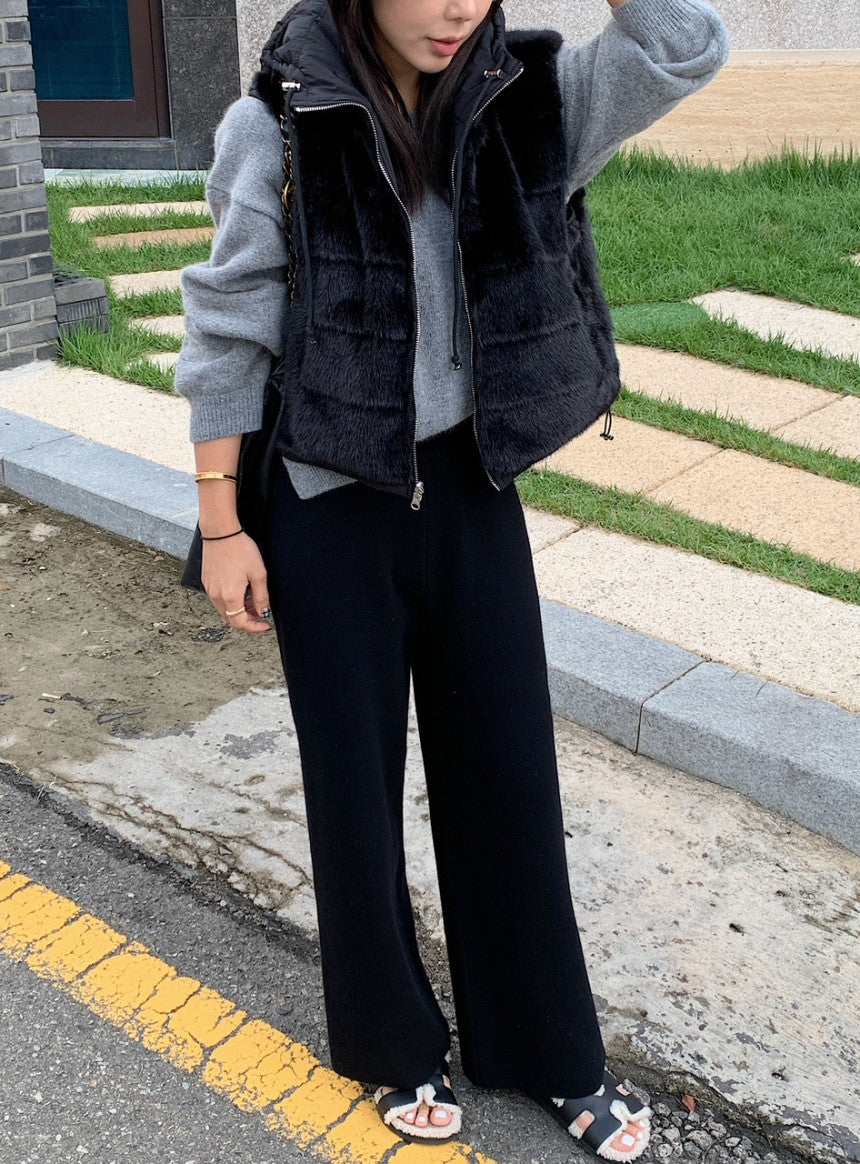 Women's Reversible Faux Fur & Quilted Padded Hooded Gilet