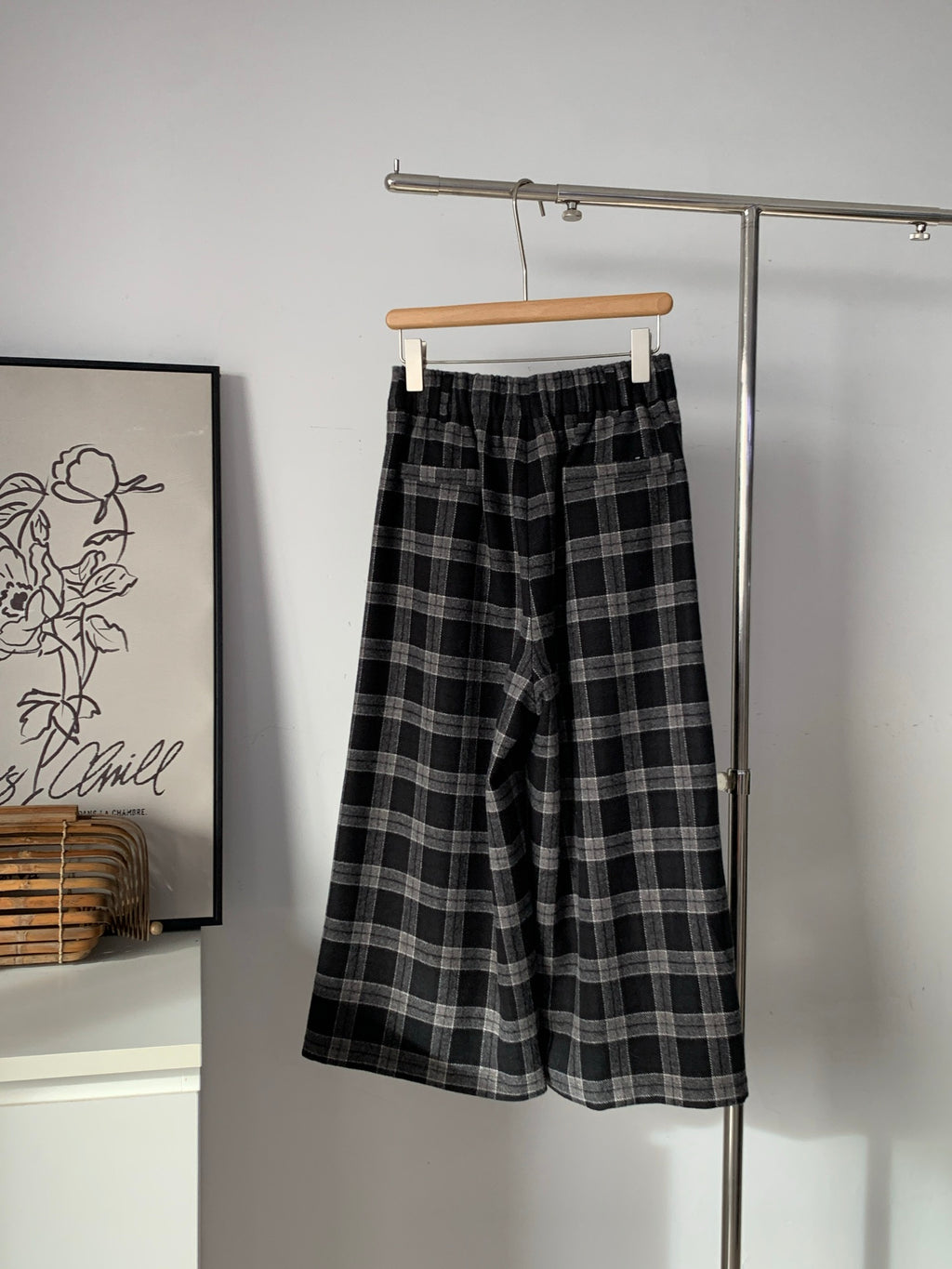 Women's Plaid Wool Blend Wide-Leg Culottes