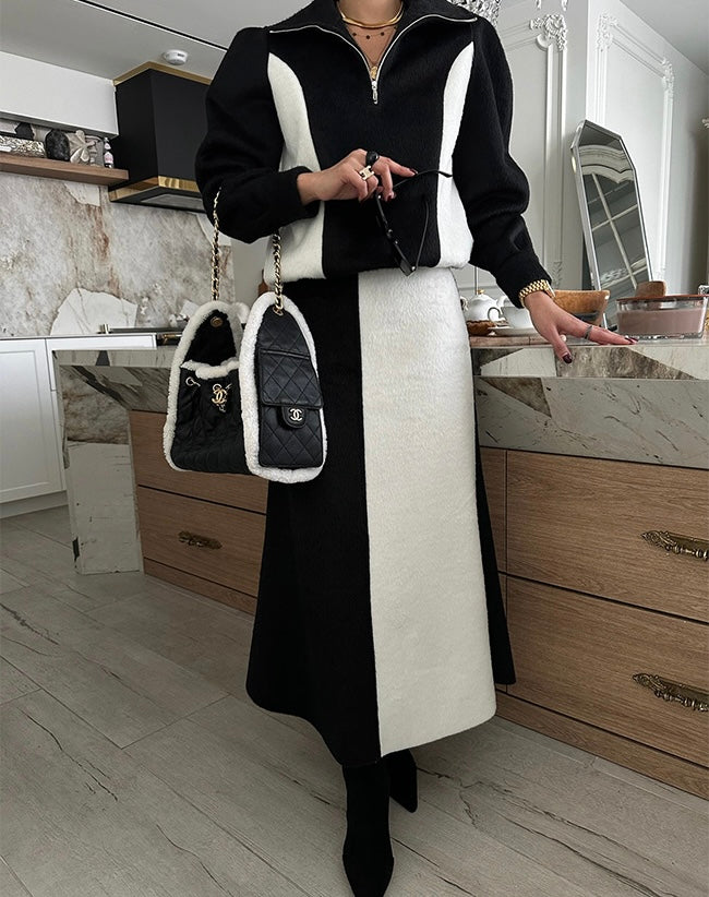Women's Color Block Fleece Two-Piece Set