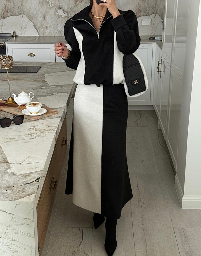 Women's Color Block Fleece Two-Piece Set