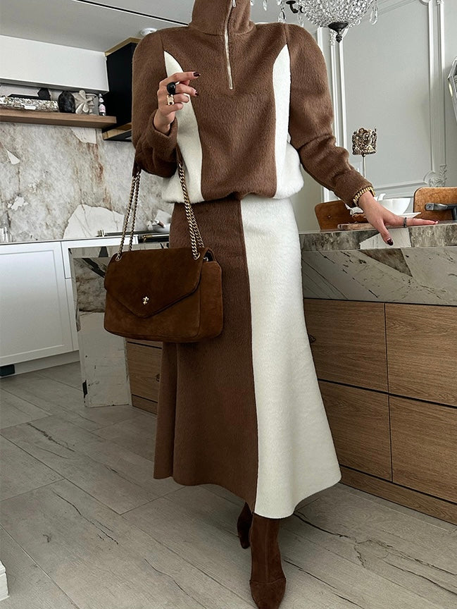 Women's Color Block Fleece Two-Piece Set