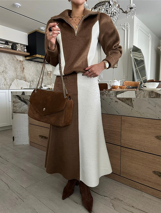 Women's Color Block Fleece Two-Piece Set