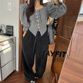 Women's Knit Ruffle Pearl Button Cardigan