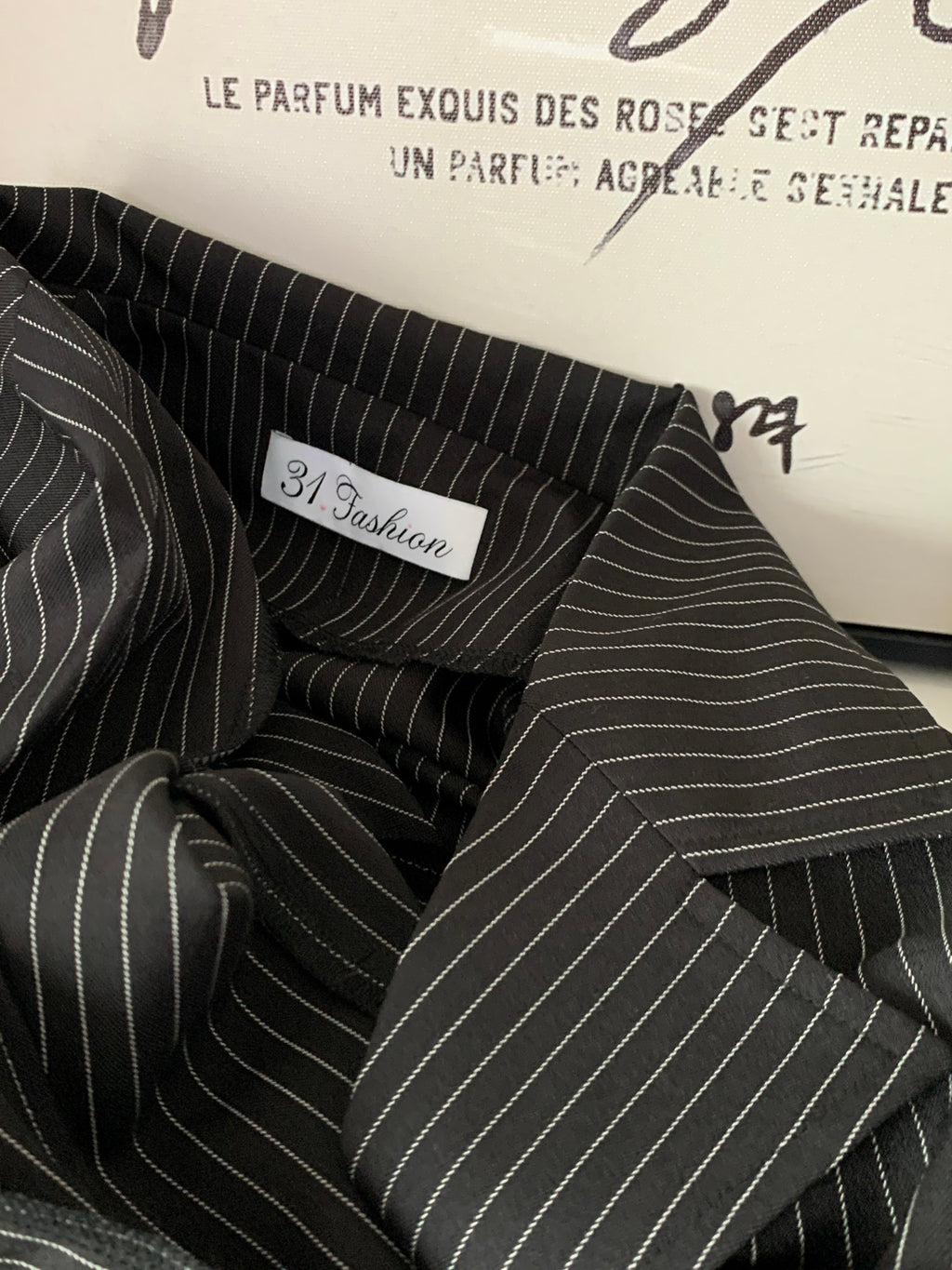 Women's Pinstripe Blazer & Pleated Skirt Two-Piece Set