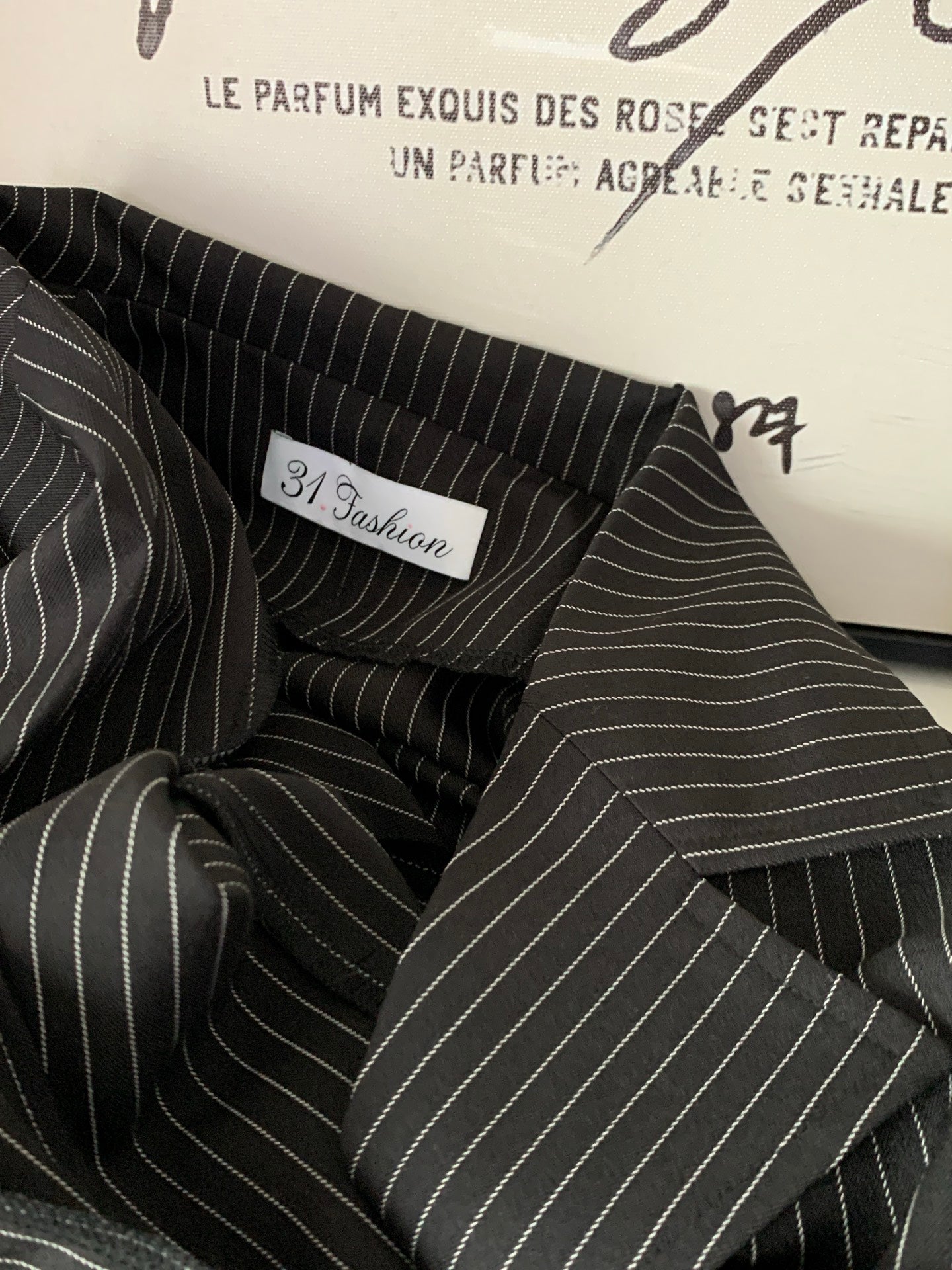Women's Pinstripe Blazer & Pleated Skirt Two-Piece Set
