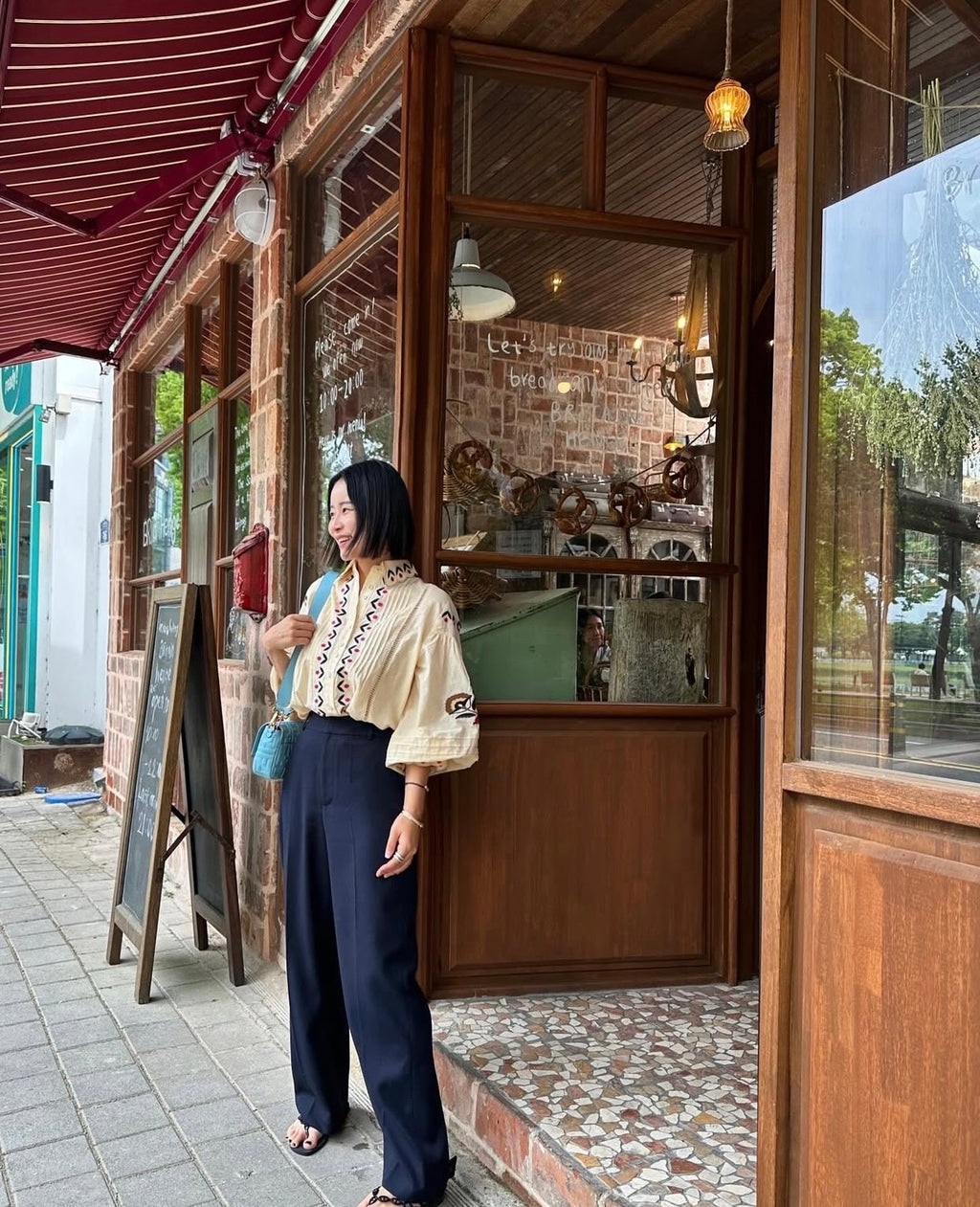 Women's Boho Embroidered Ruffle Sleeve Blouse