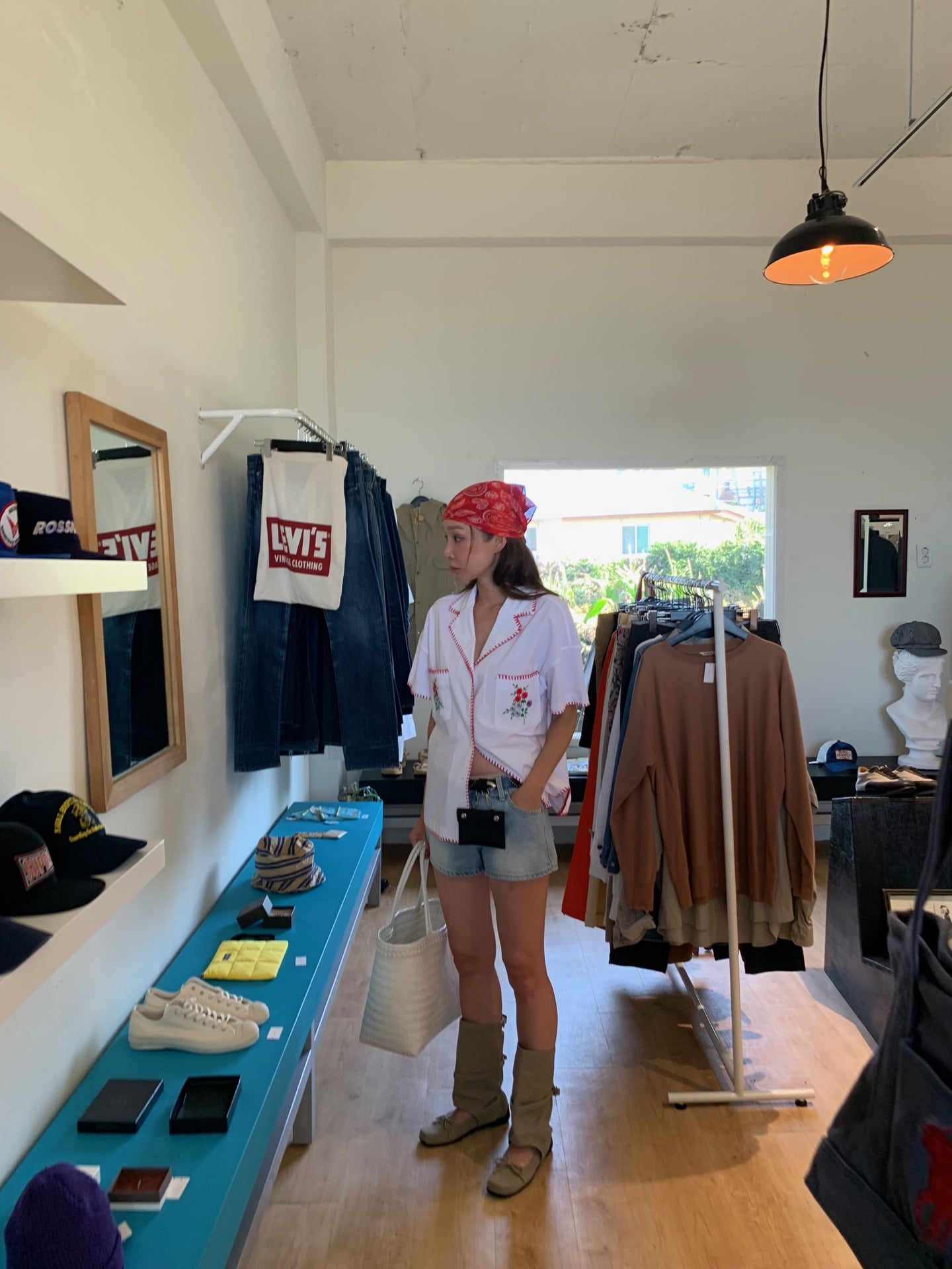 Women's Floral Embroidered Contrast Stitch Cotton Shirt