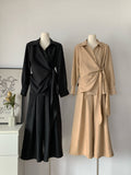Women's Wrap Tie-Waist Shirt & Wide-Leg Pants Two-Piece Set